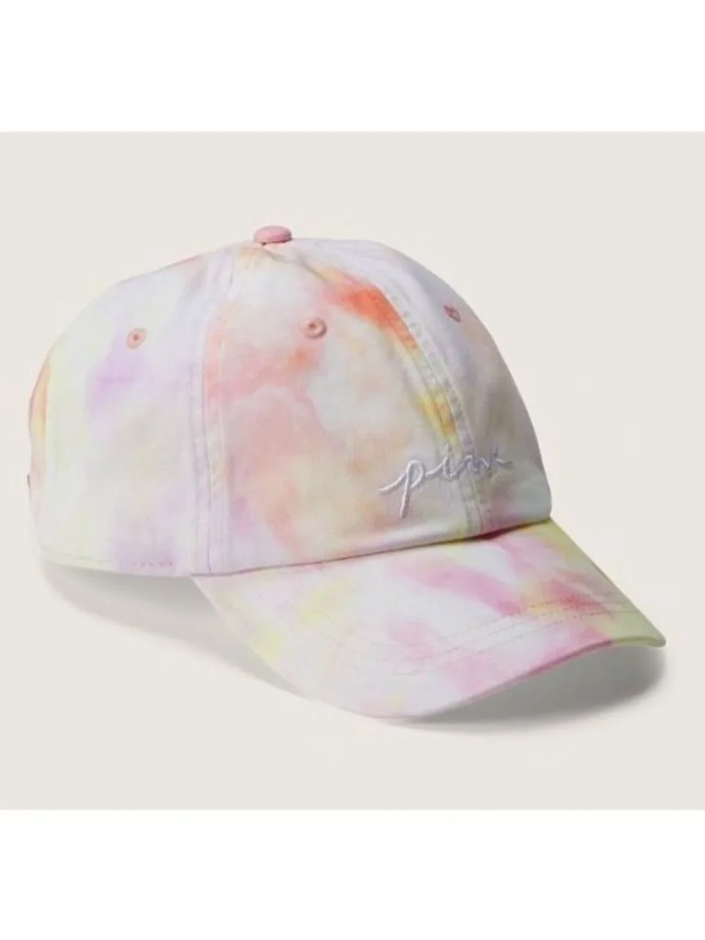 Victoria's Secret PINK White Multi/Tie Dye Baseball Hat One Size New With Tags - Picture 2 of 13